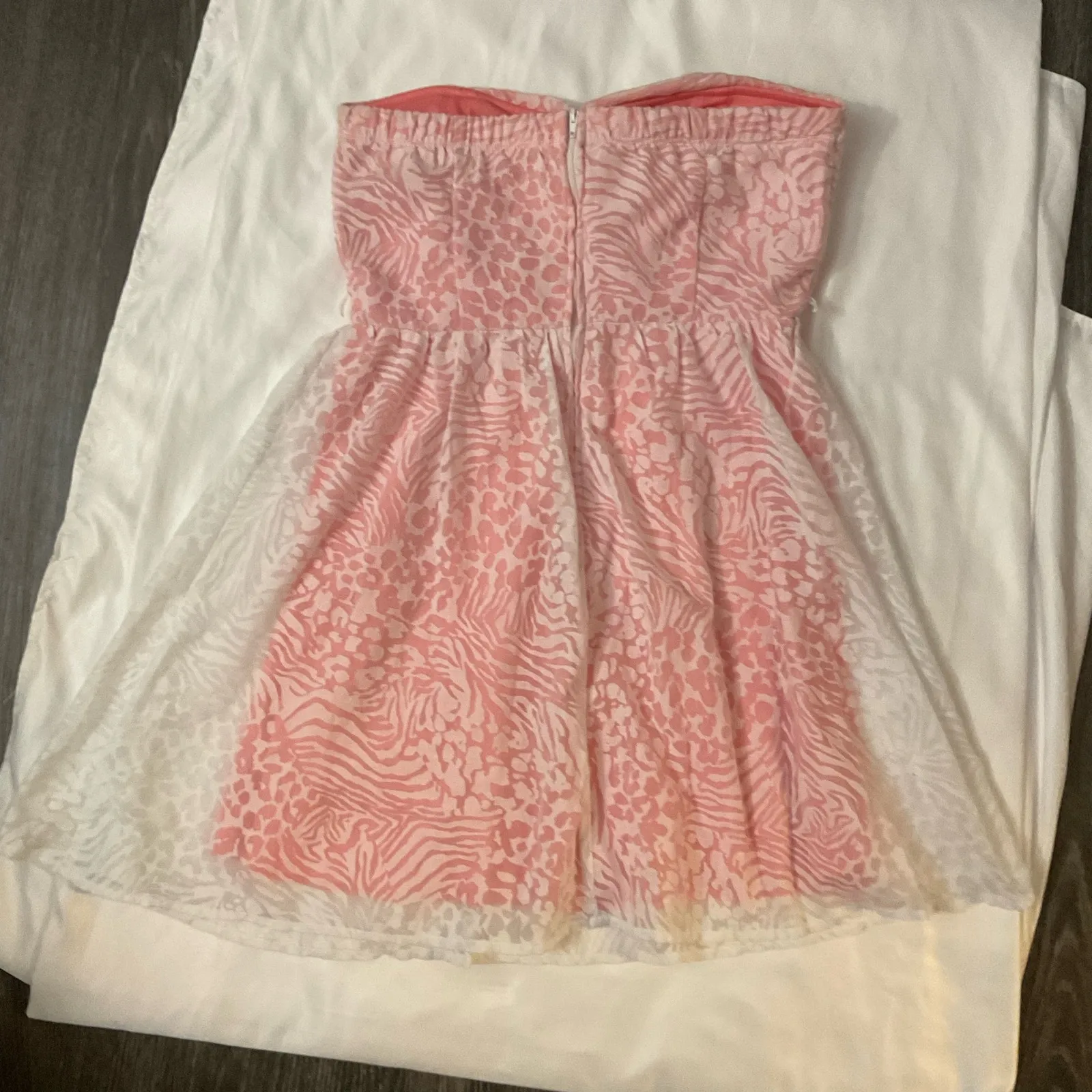 Ruby Rox Strapless Pink/White Mini Cocktail Dress 9 Juniors Y2K Twee Prints - Image 4