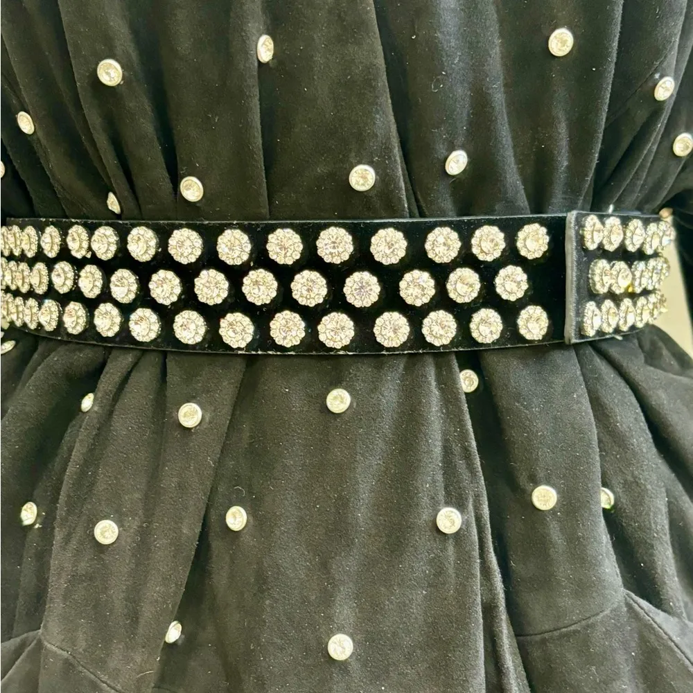 Leather Rhinestone Blazer Dress. Size XS. Black. NWT - Image 7