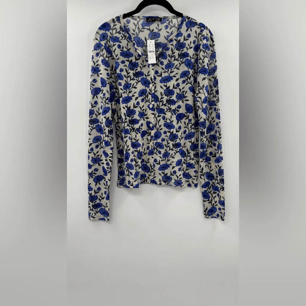 J.Crew Sheer mesh cardigan top in toile print - Image 5