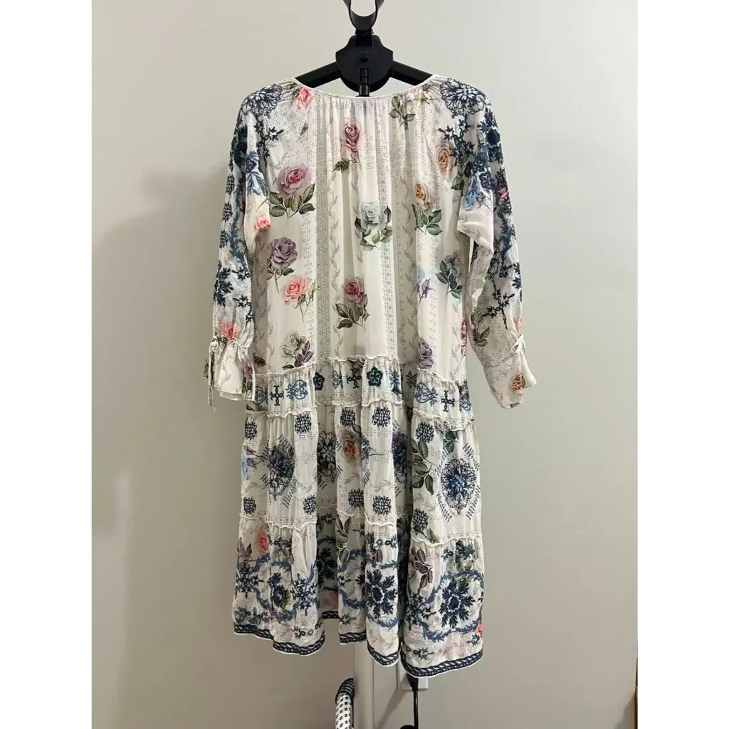 $490 NWOT Johnny Was Biya Kailey Silk Floral Embroidered Knee Length Dress Sz M - Image 10
