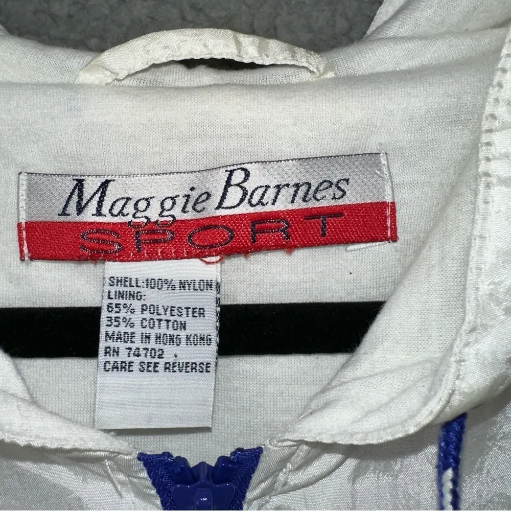 Maggie Barnes Jacket Womens XL 1X White Nylon Vintage Sun Hoodie Windbreaker - Image 2