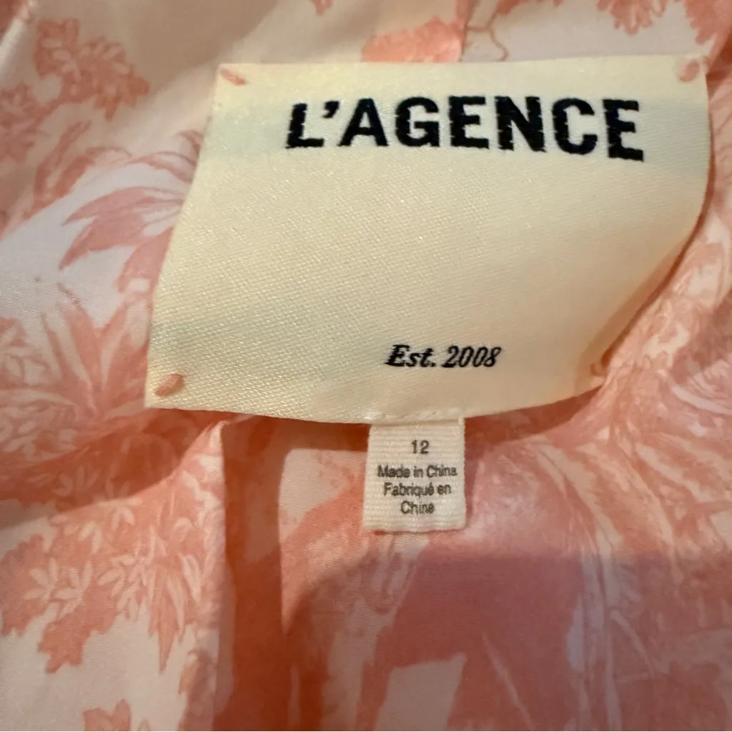 L'agence Kenzie Rose Pink Double‎ Breasted Textured Classic Blazer Sz 12 - Image 8
