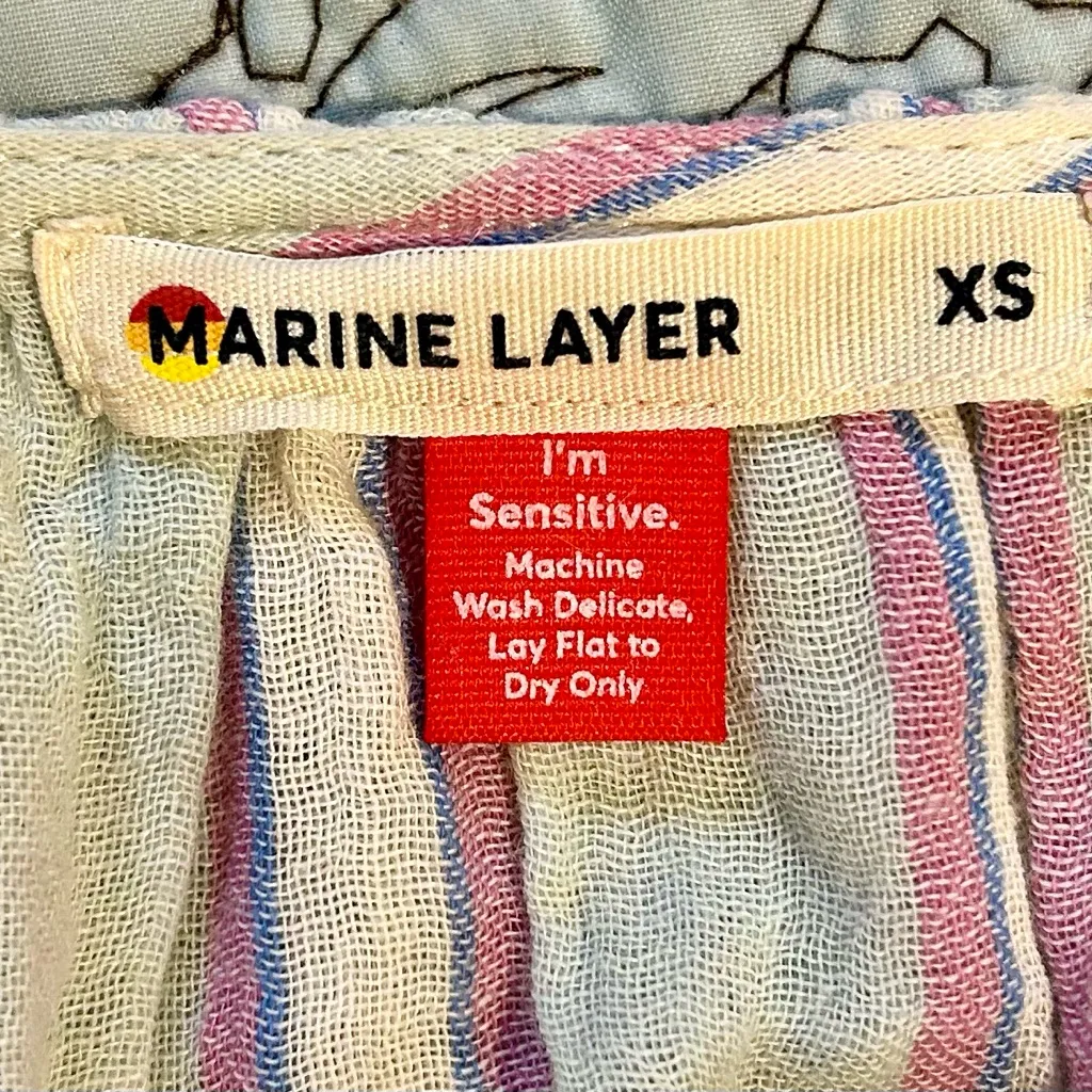 MARINE LAYER Leila Double Cloth Tiered Minidress in Aqua Stripe NWOT Sz XS - Image 10