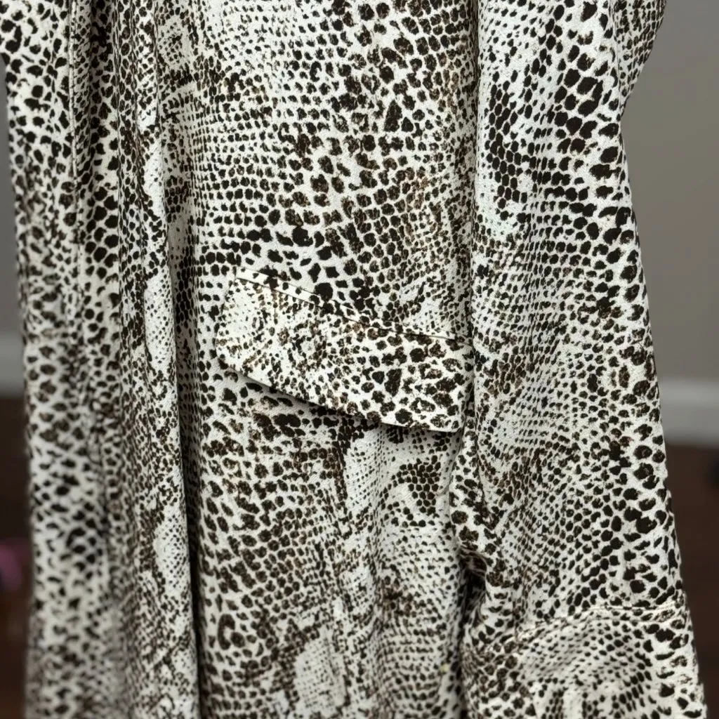 NEW Free People S Wild Nights Animal Print Long Duster cardigan Brown Cream Boho - Image 8