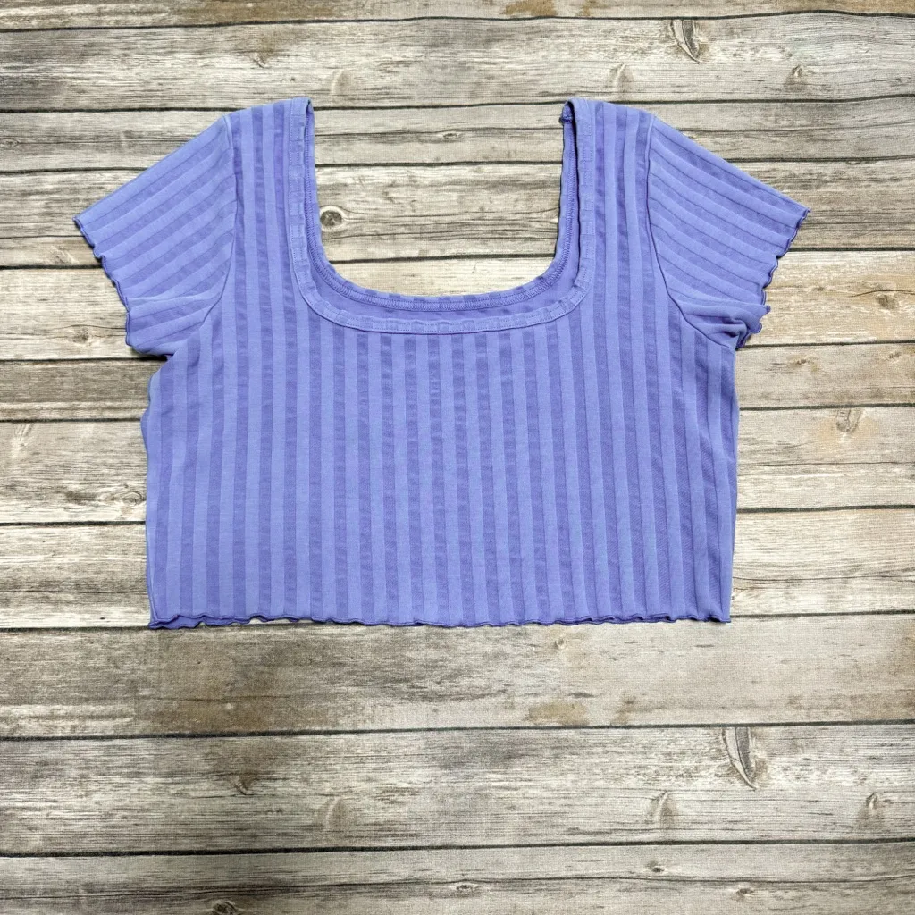 Offline Aerie Periwinkle Purple Groovy Ribbed Square Neck Short Sleeve Crop Top Size XL - Image 6
