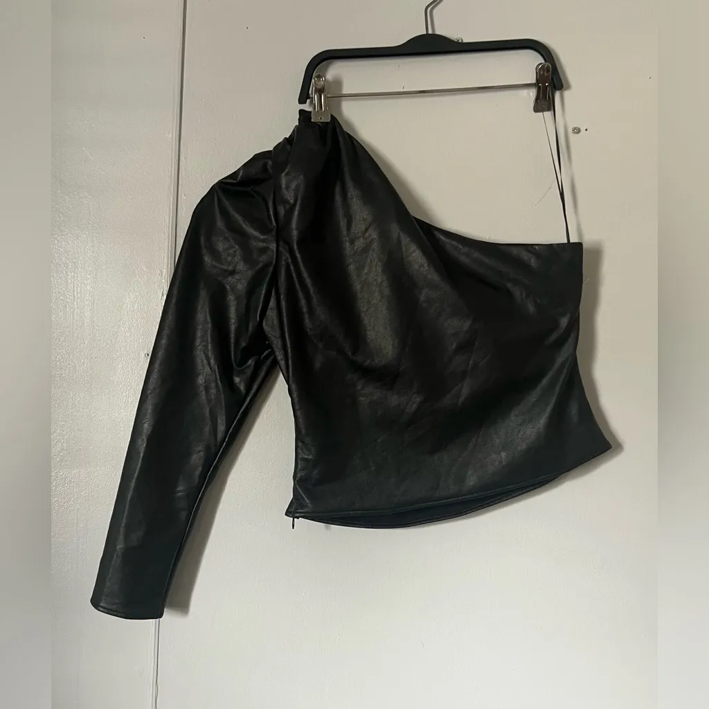 Lucy Paris Black Faux Leather Top - Image 2