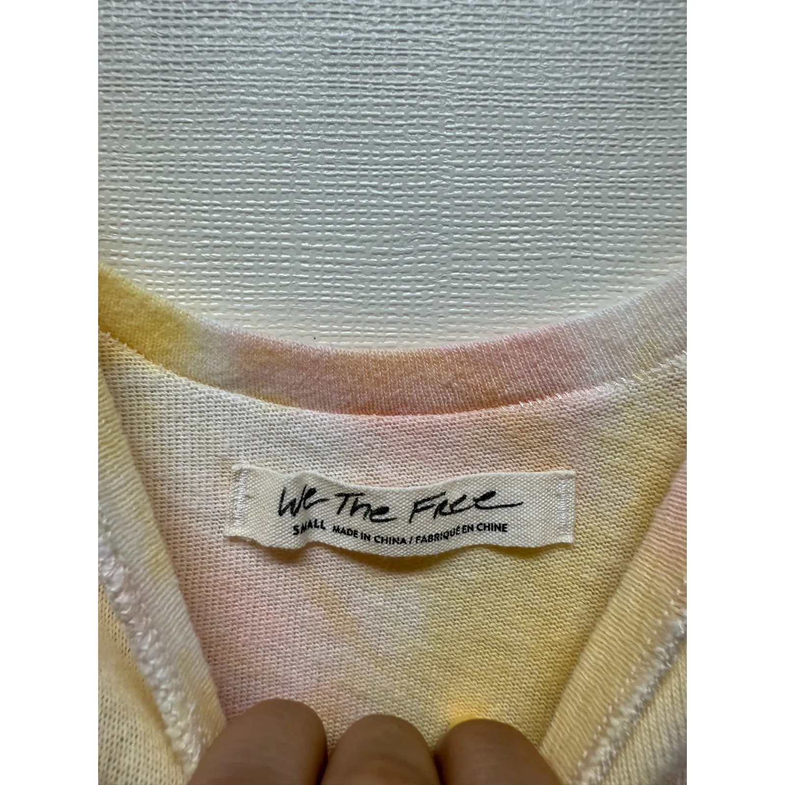 We The Free People Oversized V-Neck Top Sz S Tie Dye Yellow Pink Distressed Boho - Image 4