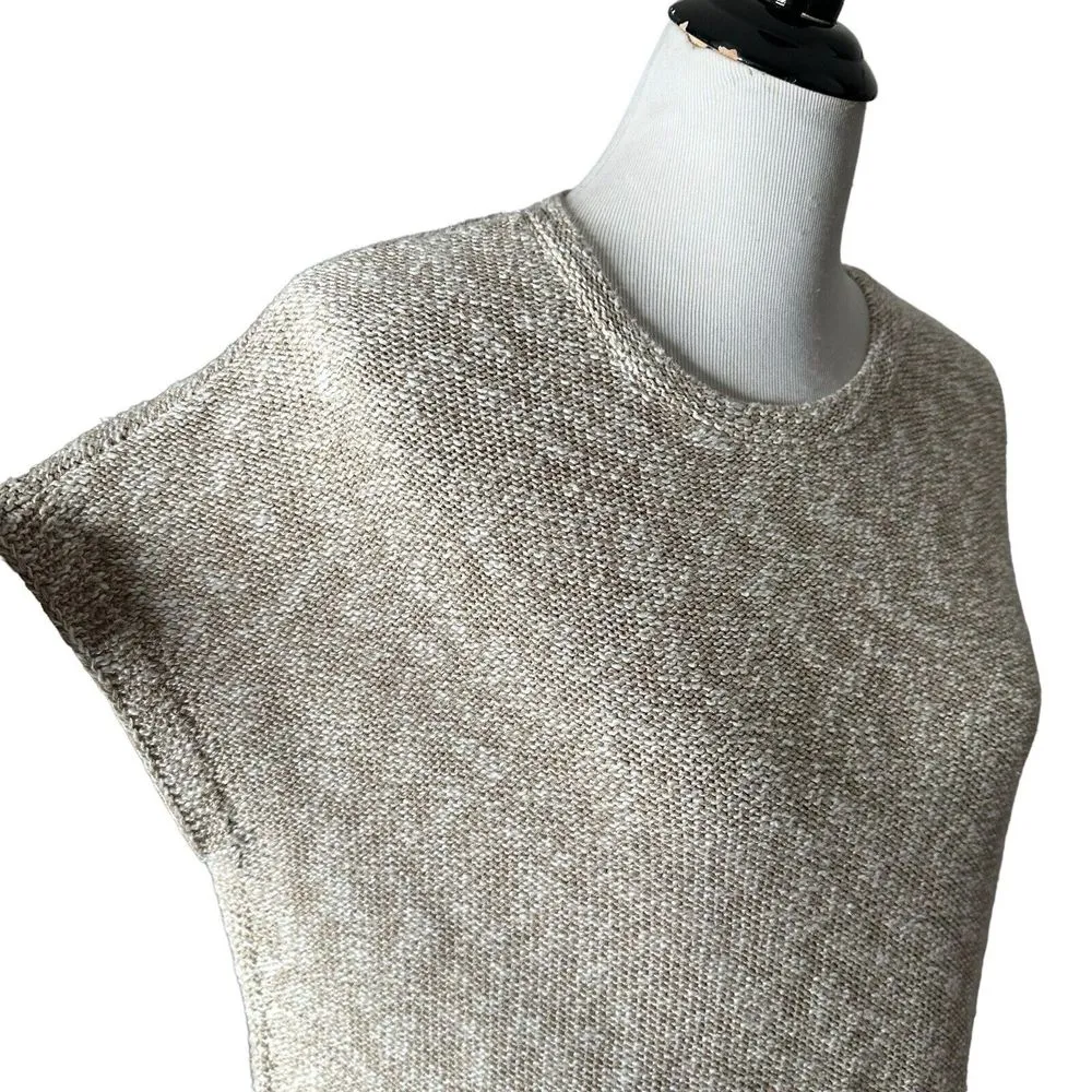 J Jill Cap Sleeve Neutral Knit Top Size S Minimalist BOHO Quiet Luxury Old Money White - Image 6