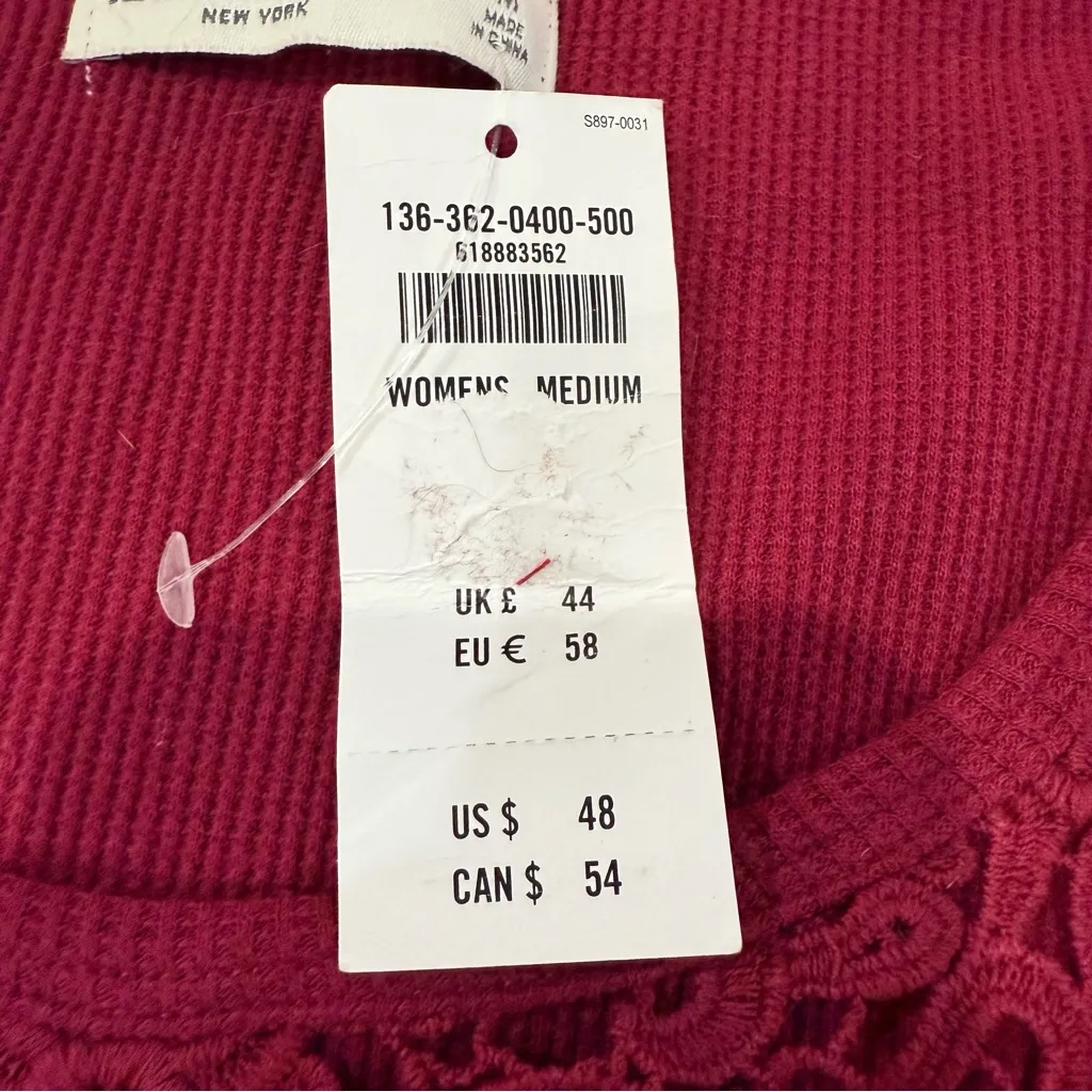 Y2K Abercrombie & Fitch NWT Waffle Knit Thermal LongSleeve Womens Med Bella Swan - Image 6