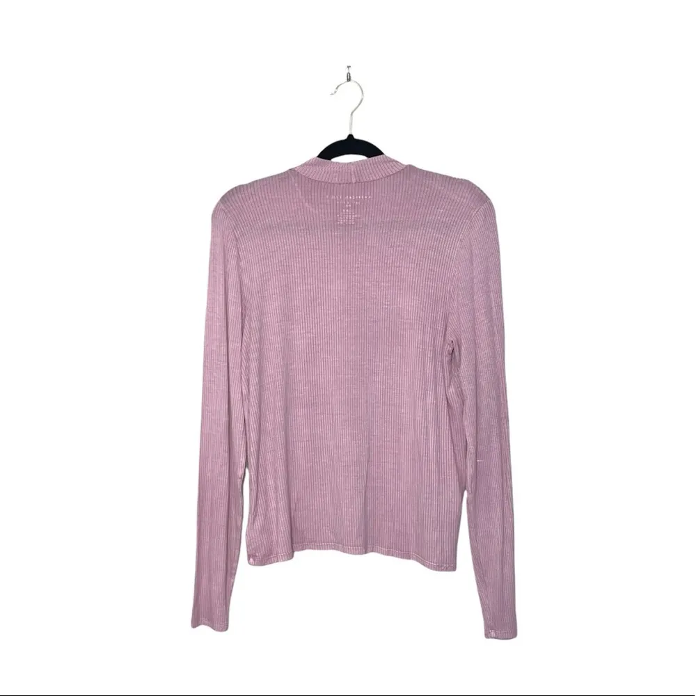 Soft & Sexy Rib Pink Mock Neck Long Sleeve Top - Image 6