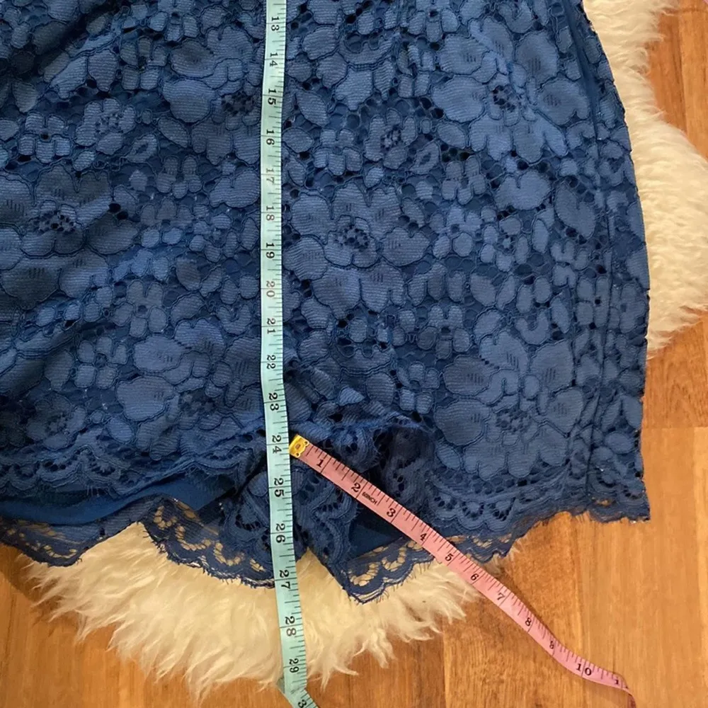 Urban Outfitters Kimchi Blue Floral Lace Shorts Romper Blue Zip Up EUC Sz 4 - Image 12
