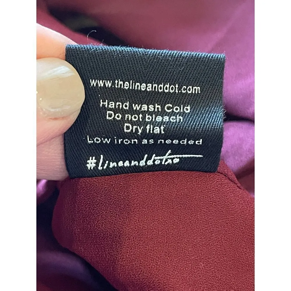 Line‎ & Dot Revolve Burgundy Violet Ruffled Long Bell Sleeve Blouse Size XS - Image 9