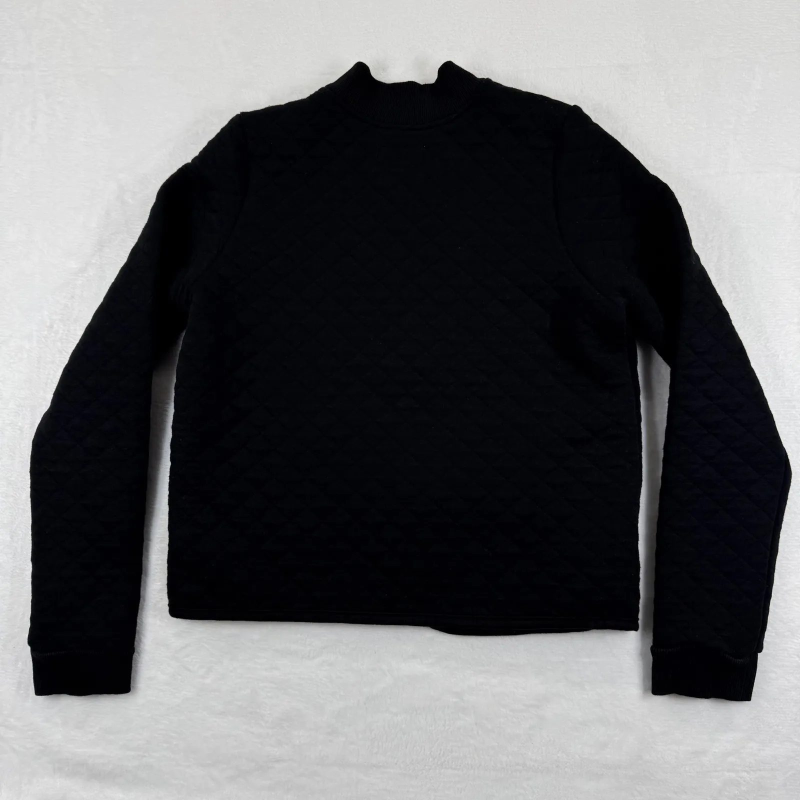 Marine Layer Quilted Bomber Jacket Black Full Zip Mock Neck Women's XS - Image 8