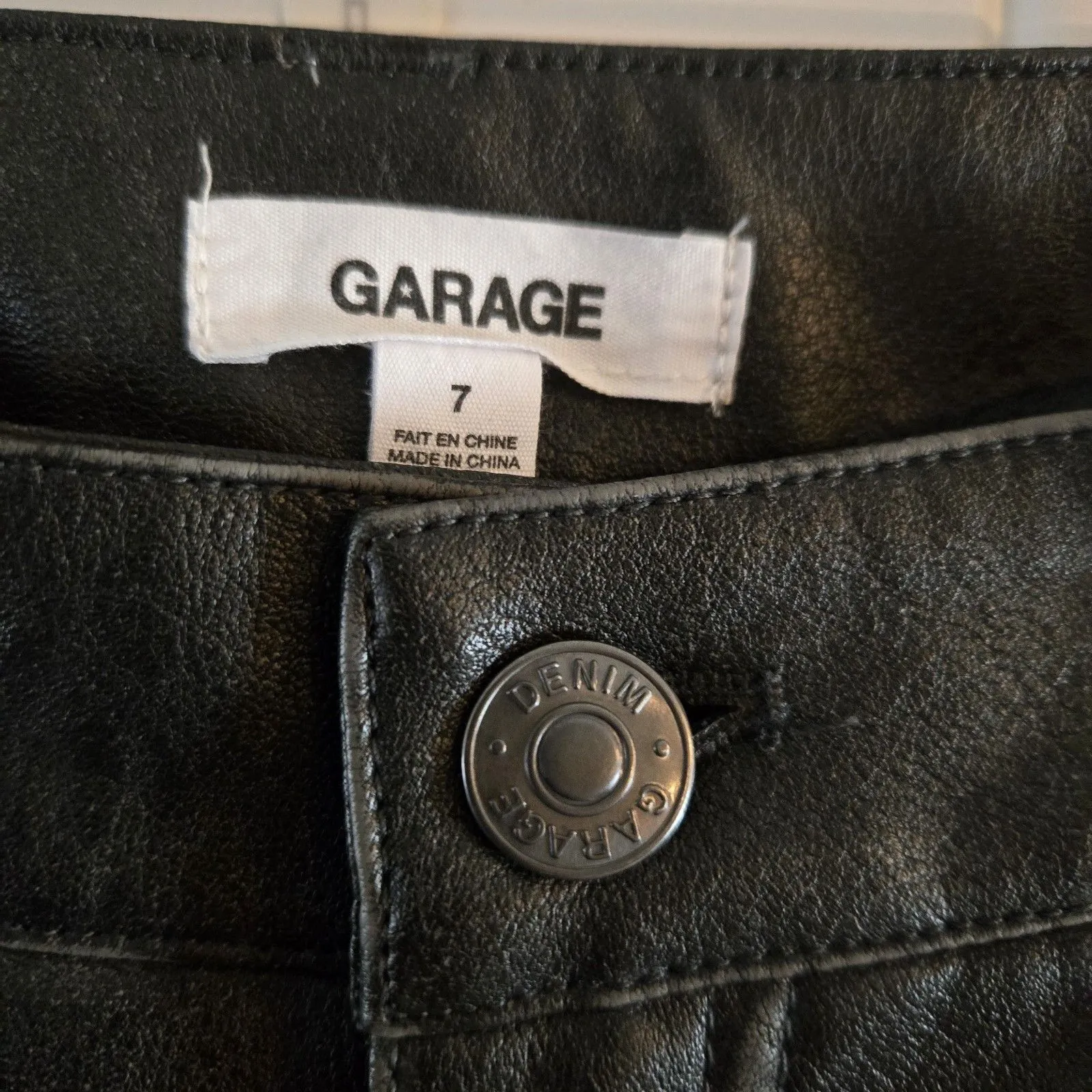 Garage Faux Leather Pants Womens 7 Gray Straight Leg High Rise Vegan Streetwear - Image 5