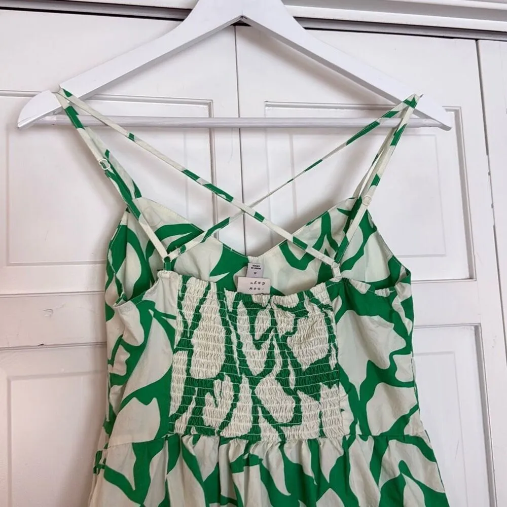 A New Day green floral cross back in pocket midi dress small - Image 9