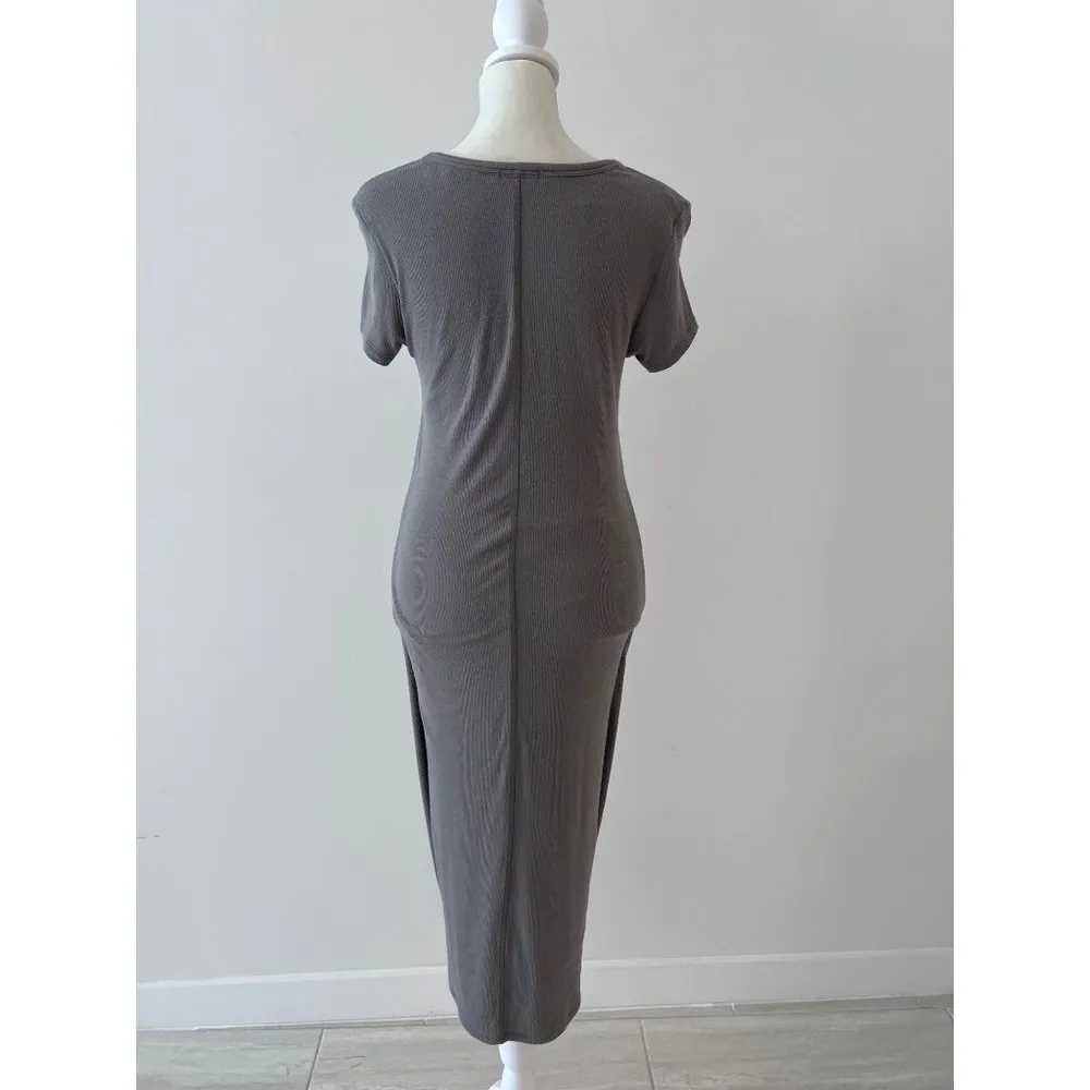 ATM ANTHONY THOMAS MELILLO STRETCH MODAL RIBBED MIDI DRESS grey Short sleeve Size undefined - Image 5