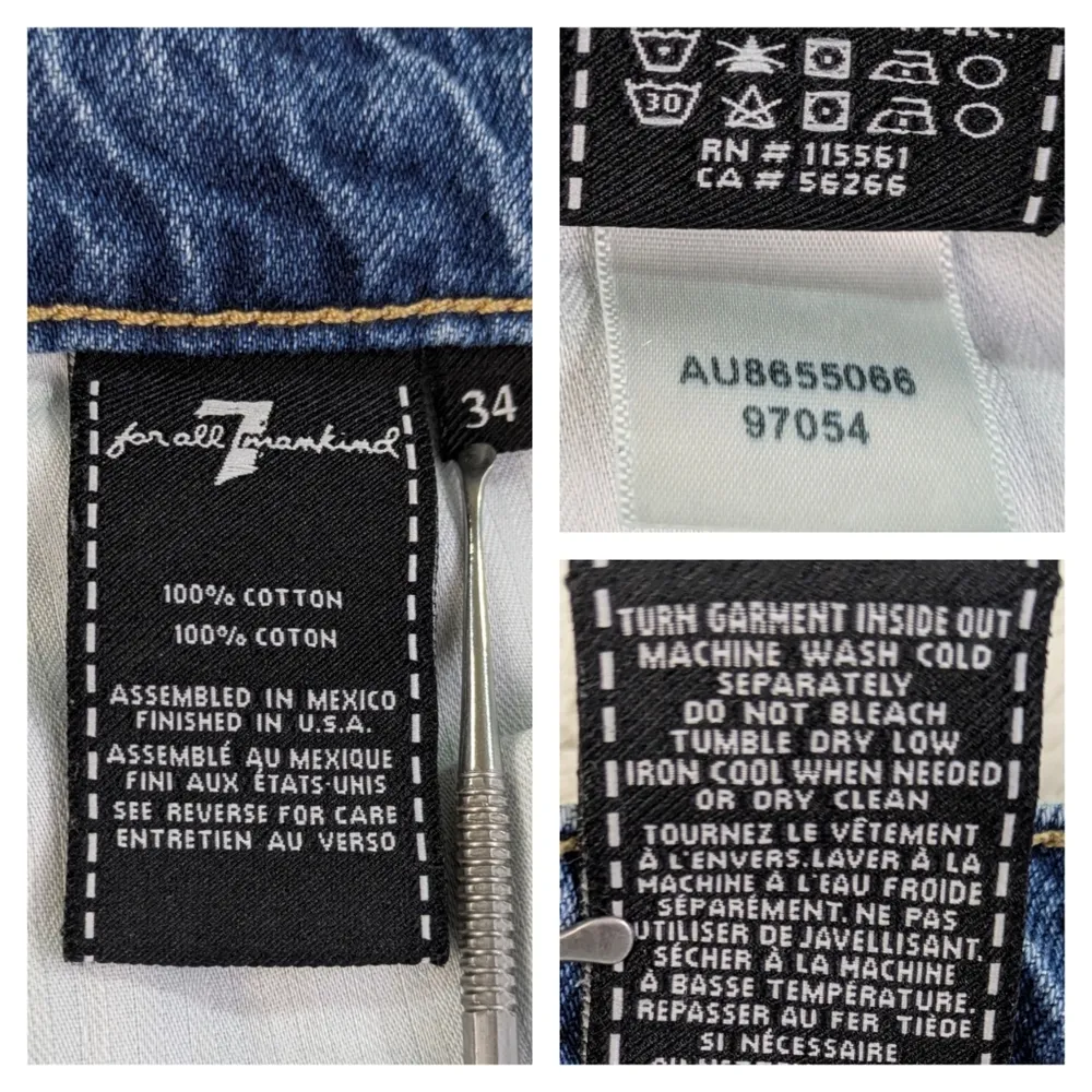 7 For All Mankind Dojo Cropped Vintage GUC Size 34      J1581 - Image 7