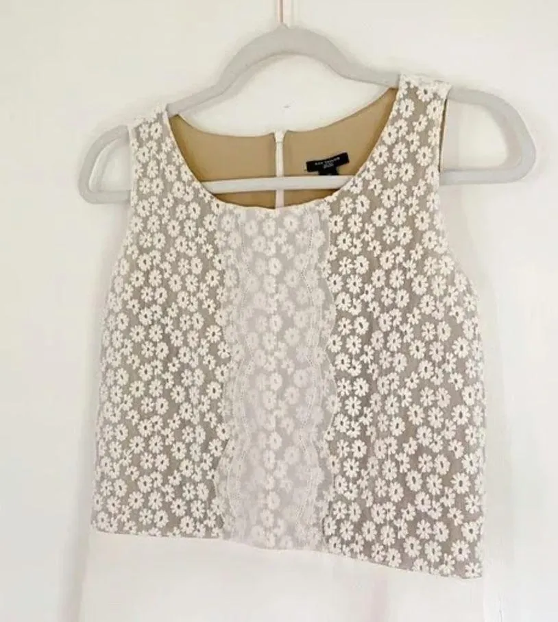 Floral Embroidered Lace Peplum Top White/Ivory Size 4P Retail $98 - Image 7