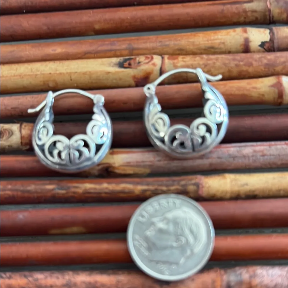 Silpada Sterling Silver Filigree Hoop Earrings - Image 3