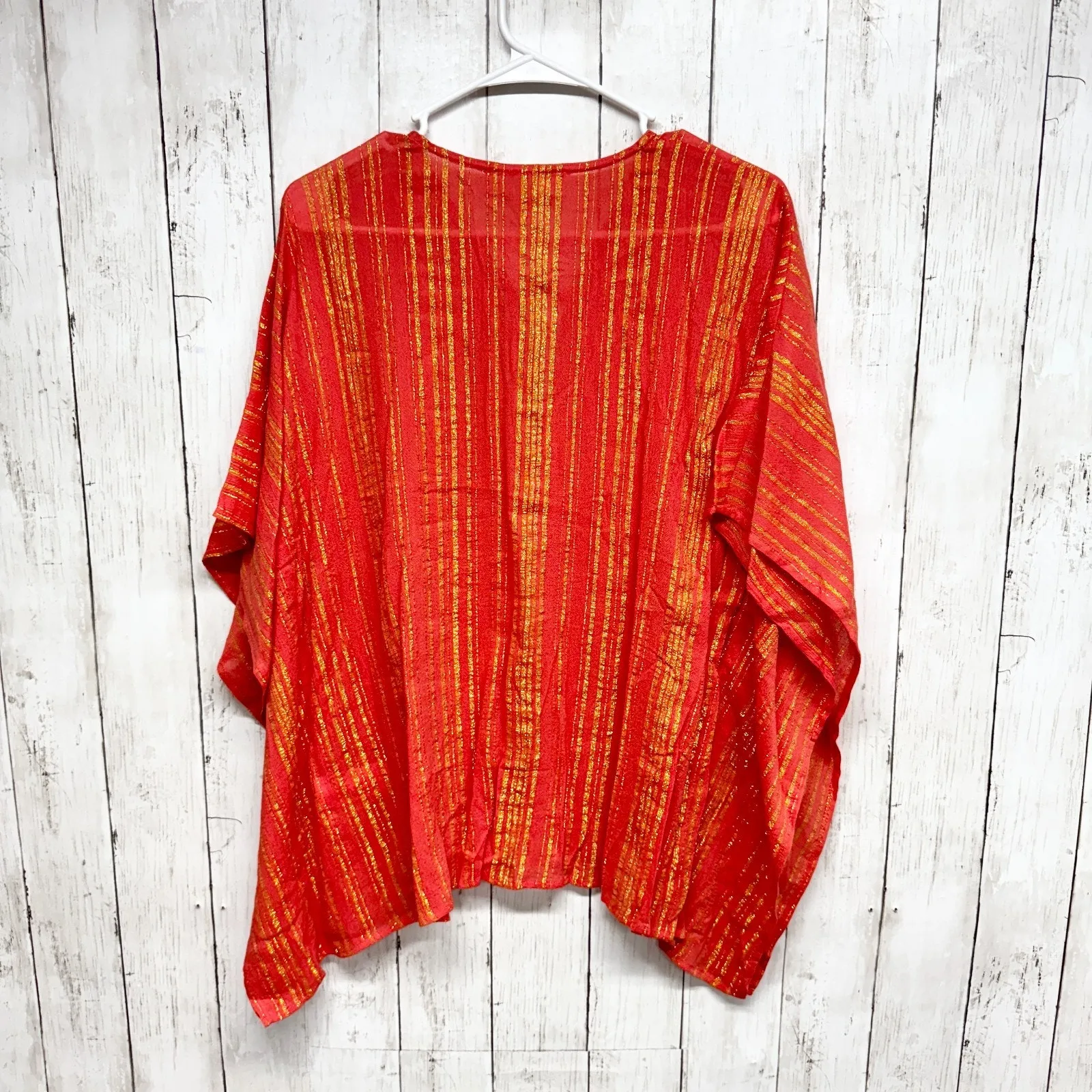 New Michael Michael Kors Top Women Size Small Red Metallic Kimono Swim Coverup - Image 6