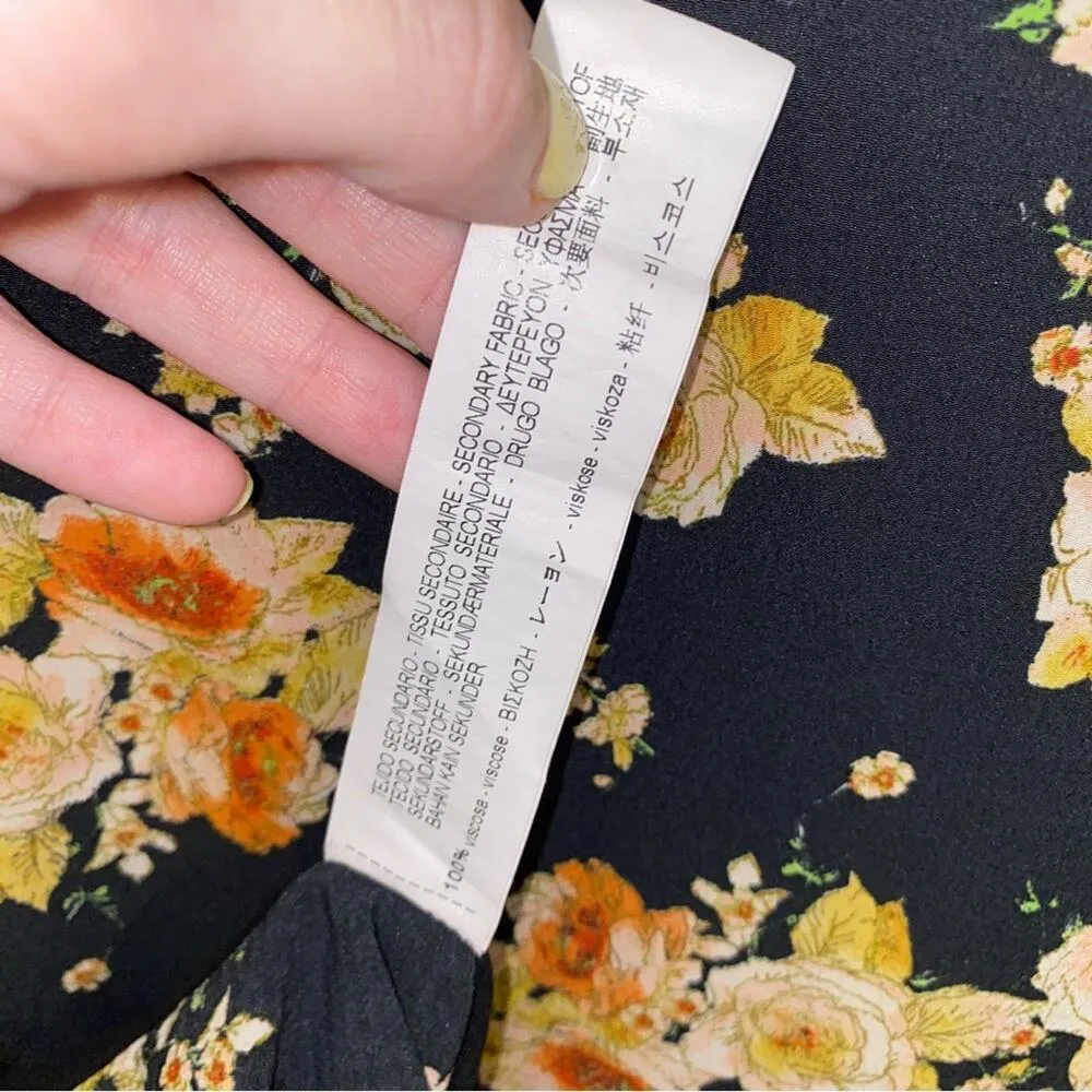 Zara 8411/154 Fall Black Yellow Peach Floral Romper Asymmetrical Skirt XS - Image 10