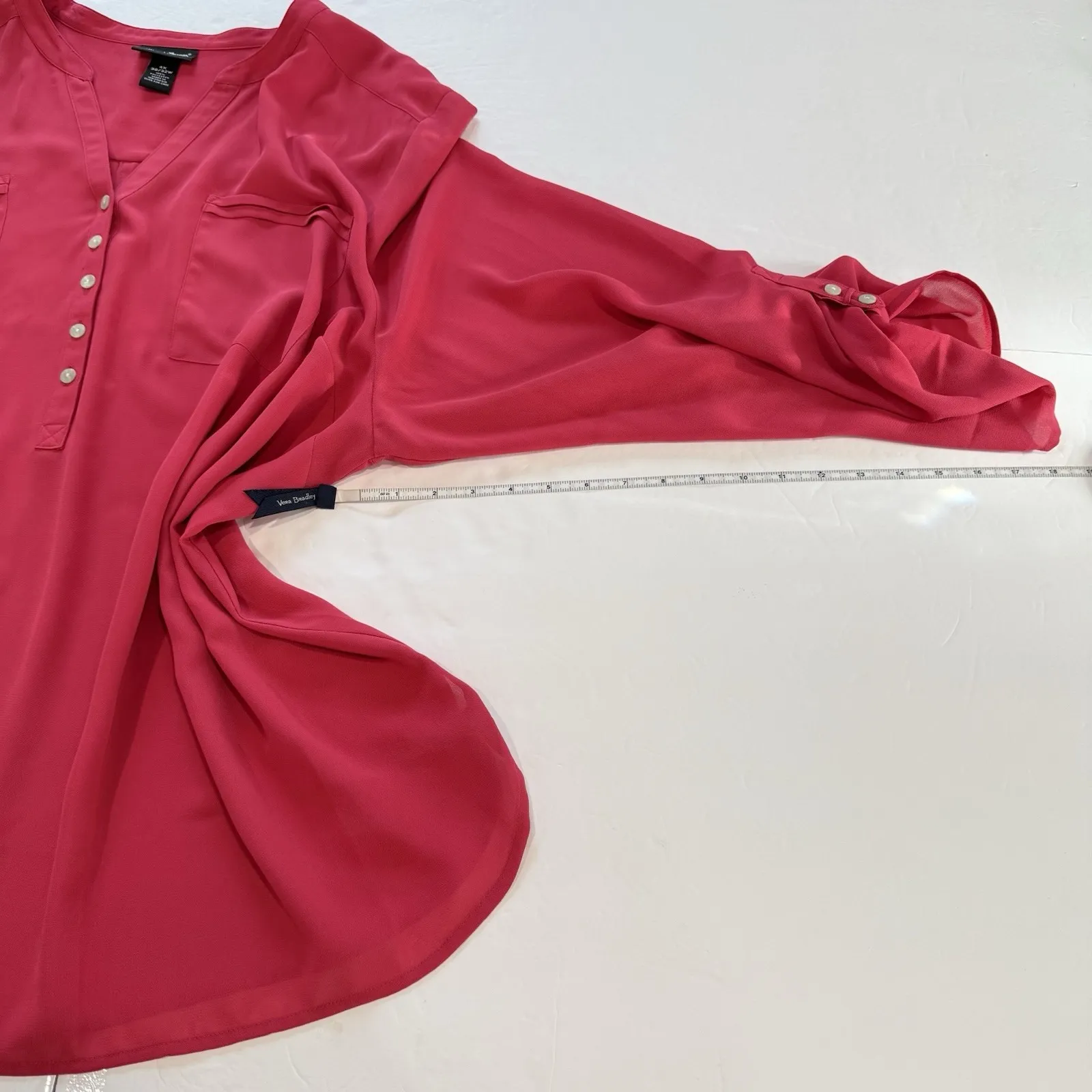 Maggie Barnes Pink Georgette Pullover Tab Sleeve Blouse Size 4X‎ - Image 8