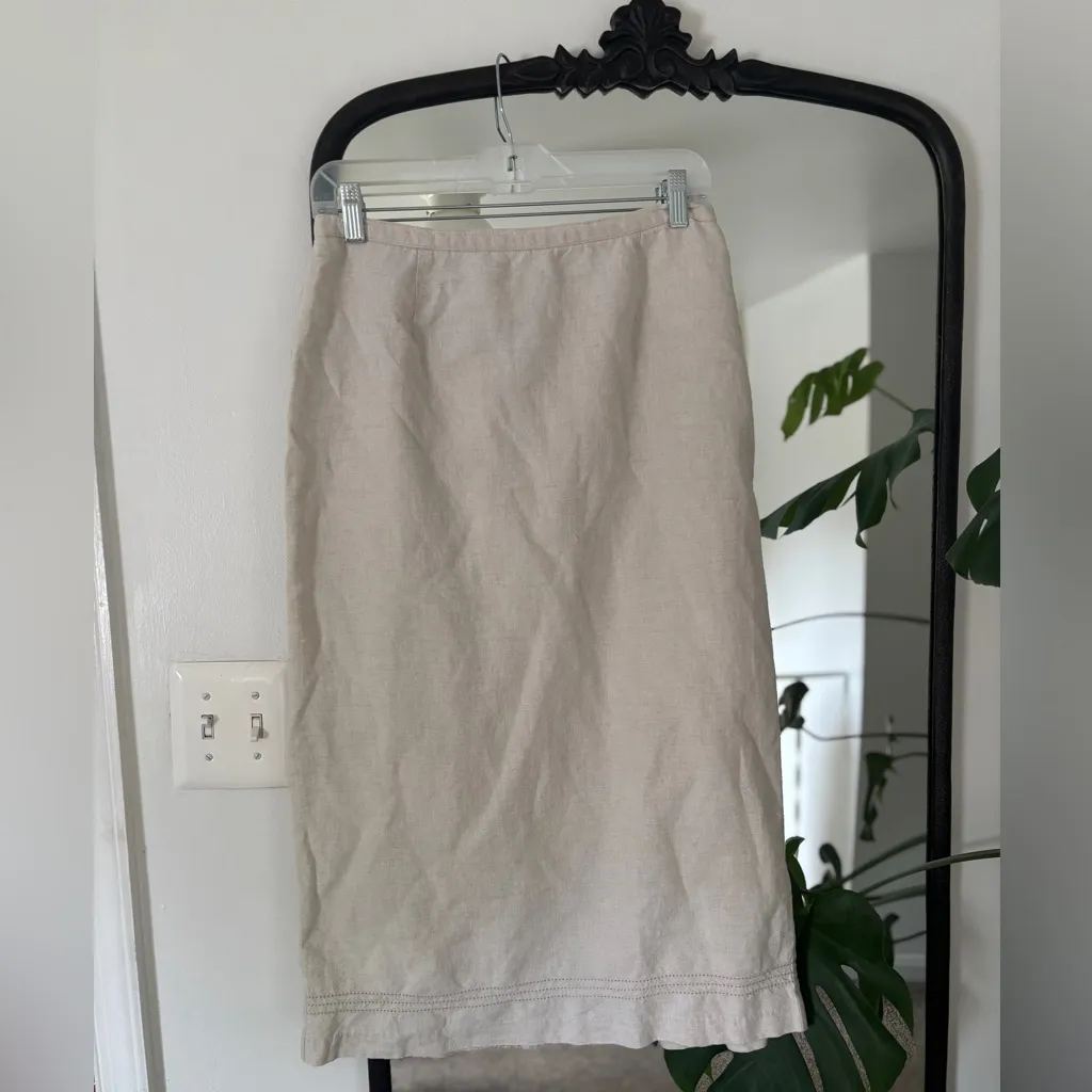 Vintage Casual Corner Annex Petite Linen Blend Midi Skirt Size 10 - Image 2