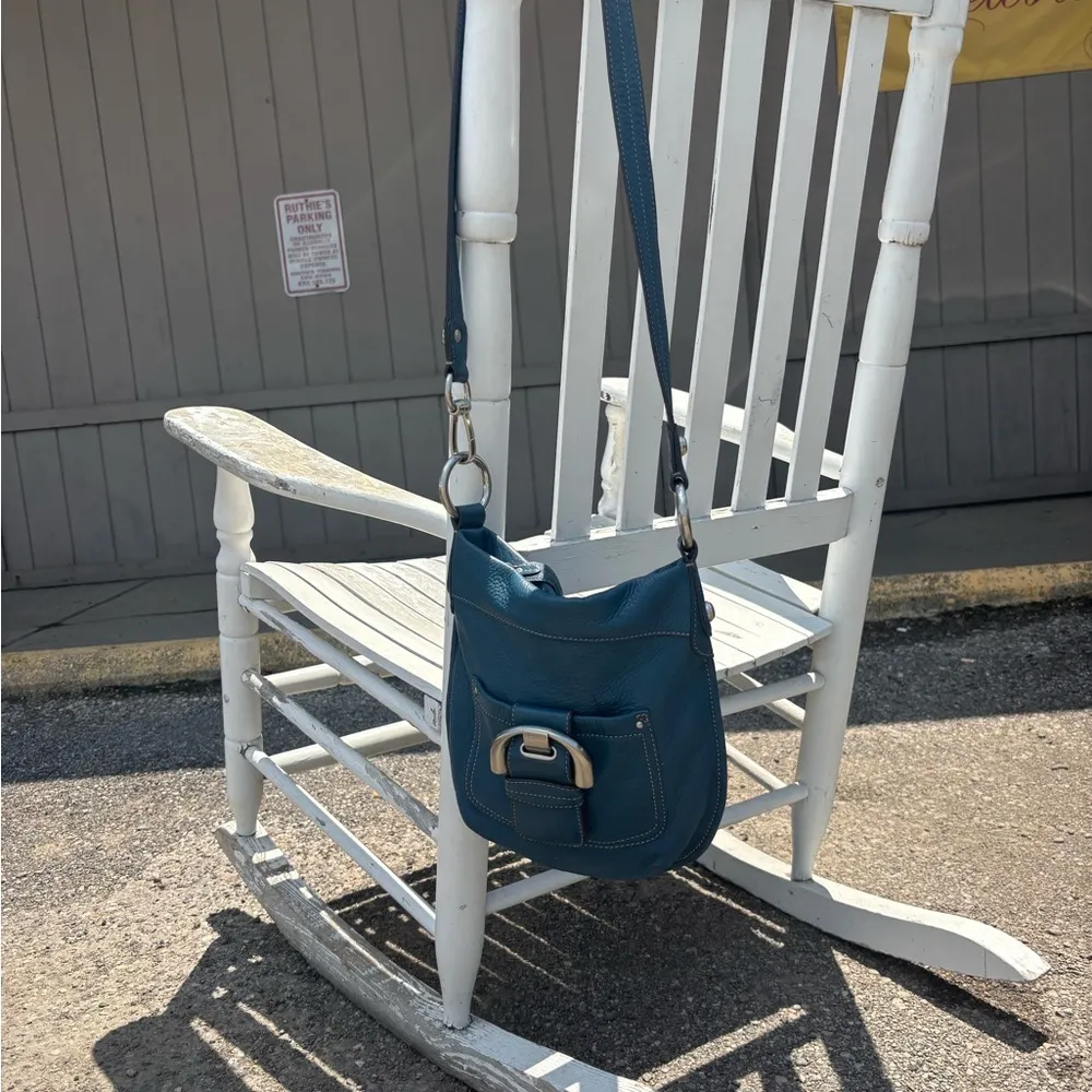 Makosky Elegant Turquoise Leather Crossbody Blue - Image 3