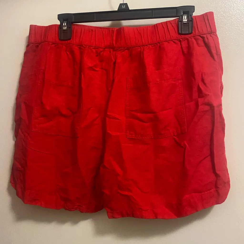 A New Day Womens Cherry Red Linen Rayon Blend Shorts L Large Waist 34” - Image 3
