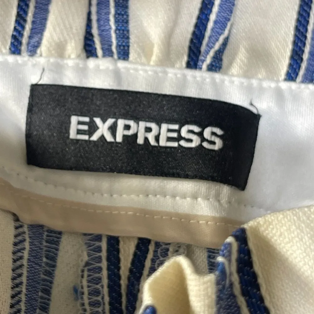 Express Women's Paper bag Trouser Pant Blue White Stripe High Rise  Size 0 - Image 5