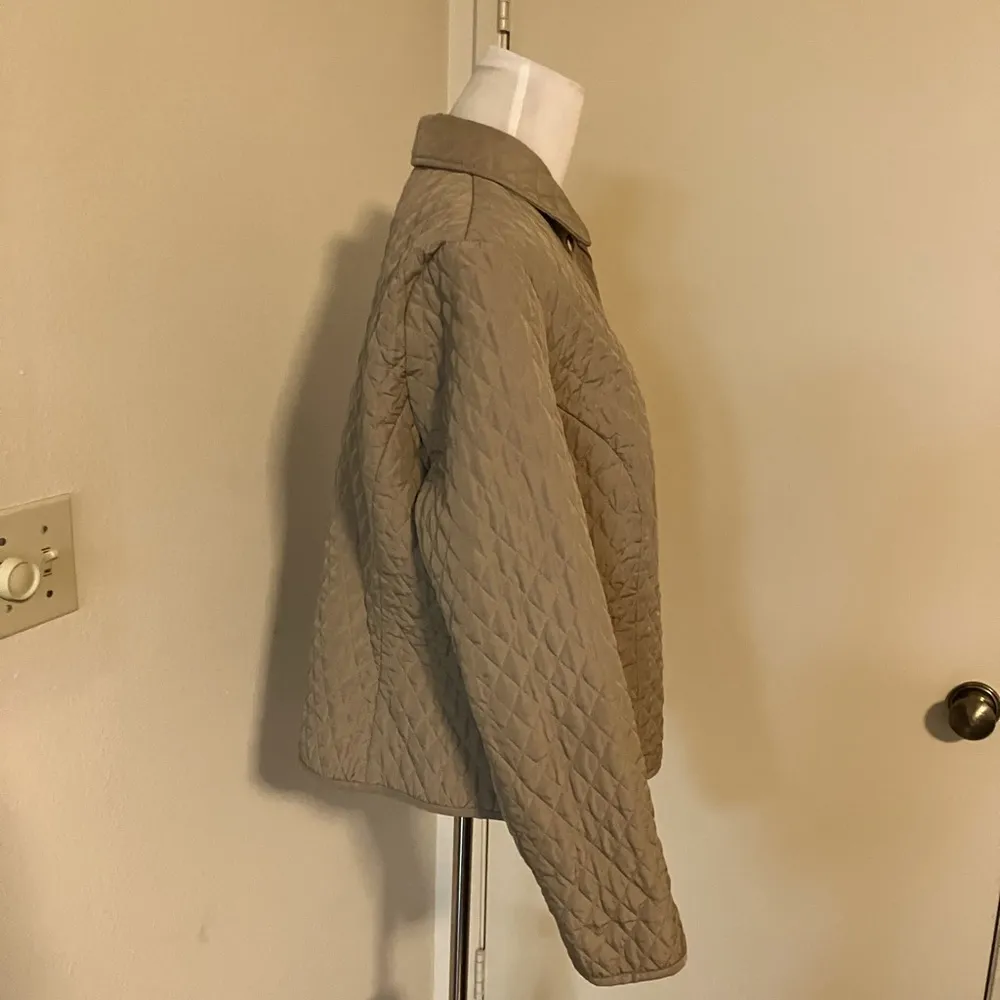 Vintage 90's briggs new york beige khaki quilted button up jacket - Image 4