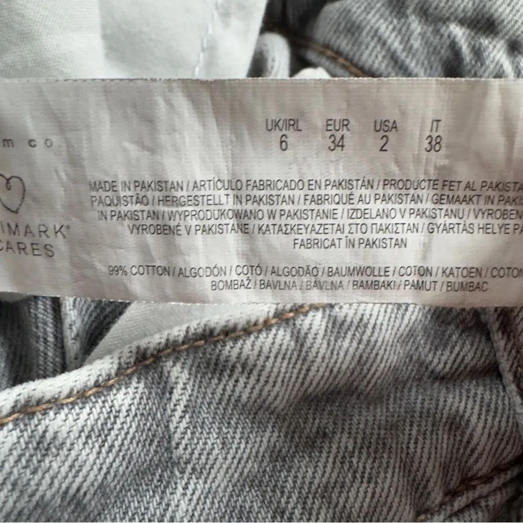 Denim Co. Primark Cares Light Gray Straight Leg Jeans grey distressed cotton EUC - Image 10