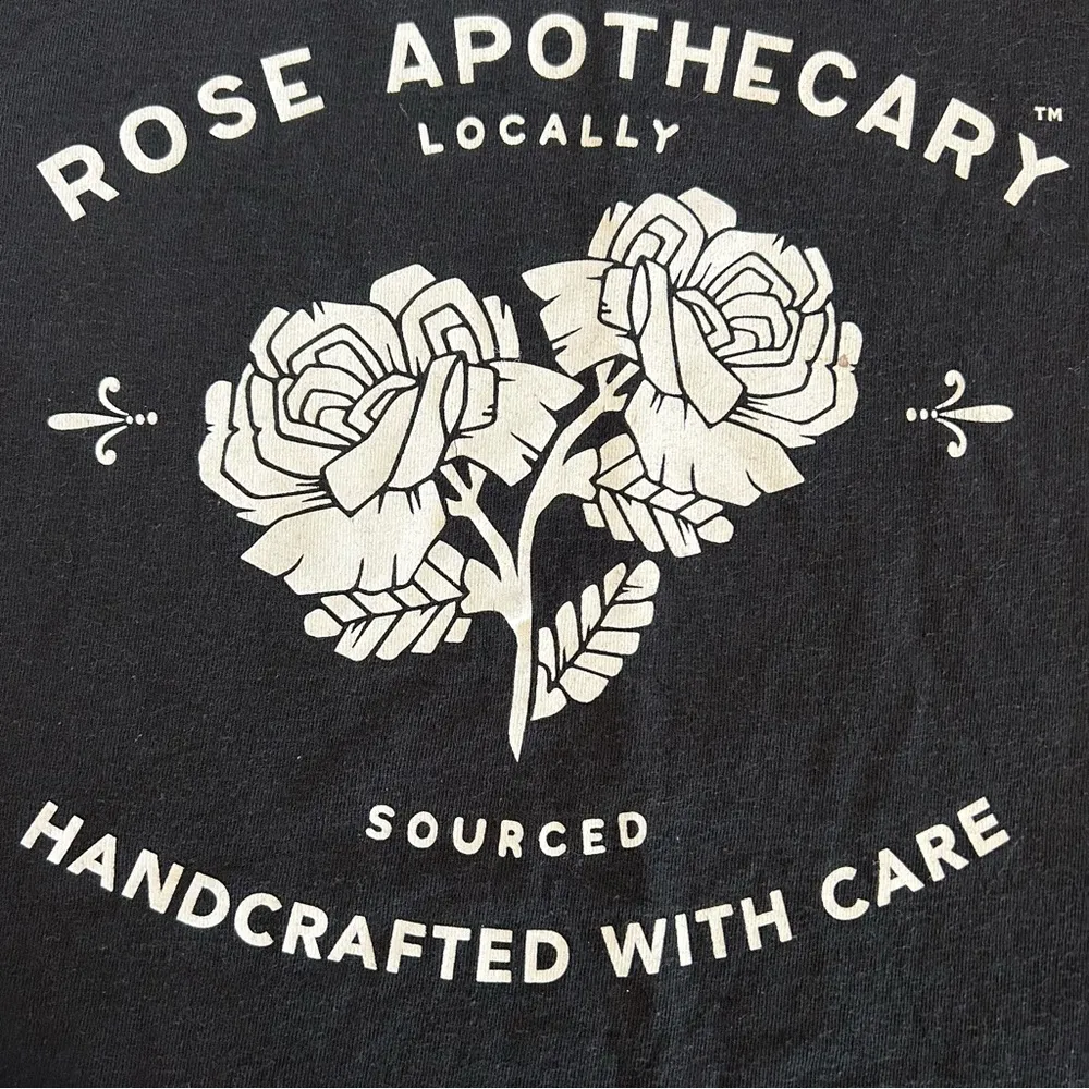 NEW Schitt's Creek Rose Apothecary Tee Shirt Handcrafted With Care Black Medium - Image 4
