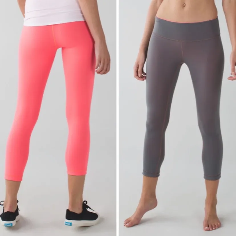 LULULEMON Wunder Under Crop II (Reversible) Sz 10 grapefruit/slate - Image 3