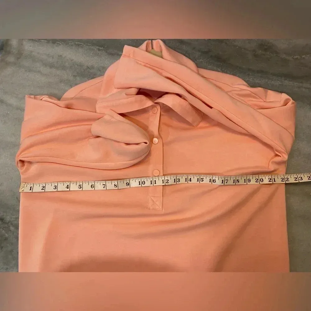 J Jill Fit Sleek Double Knit Snap Front Collared Long Sleeve Pullover Top Size M Orange Size M - Image 9