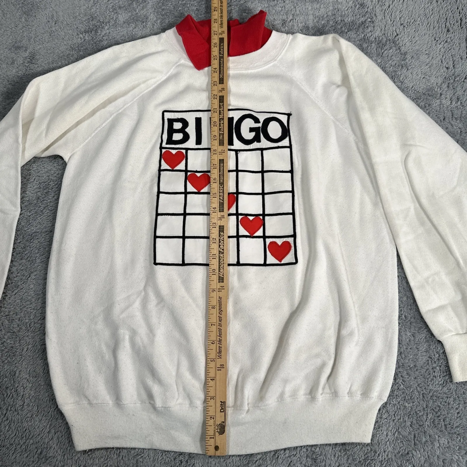 Vintage 1980s Bingo Granny Sweatshirt SZ L Retro Classic USA Hearts Retro - Image 7