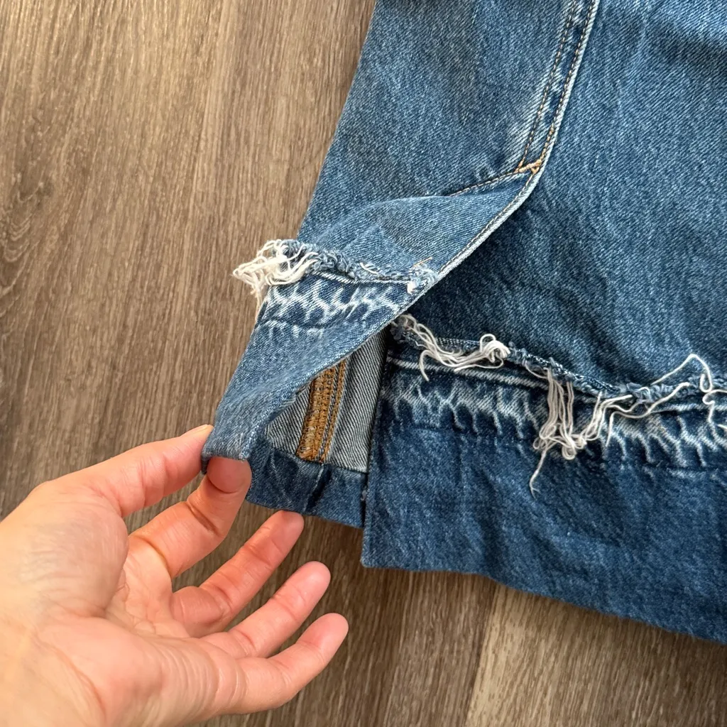 We The Free Distressed Blue Wide Leg Jeans 31 Fosse Mid Rise Flare Denim - Image 6