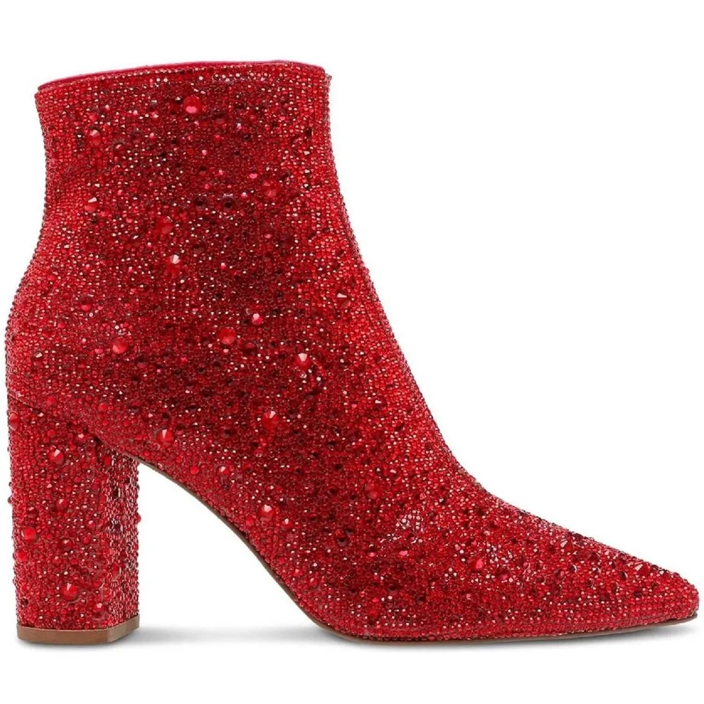 Betsey Johnson Womens Cady Embellished Ankle Boots Red 5.5 Medium - Image 2