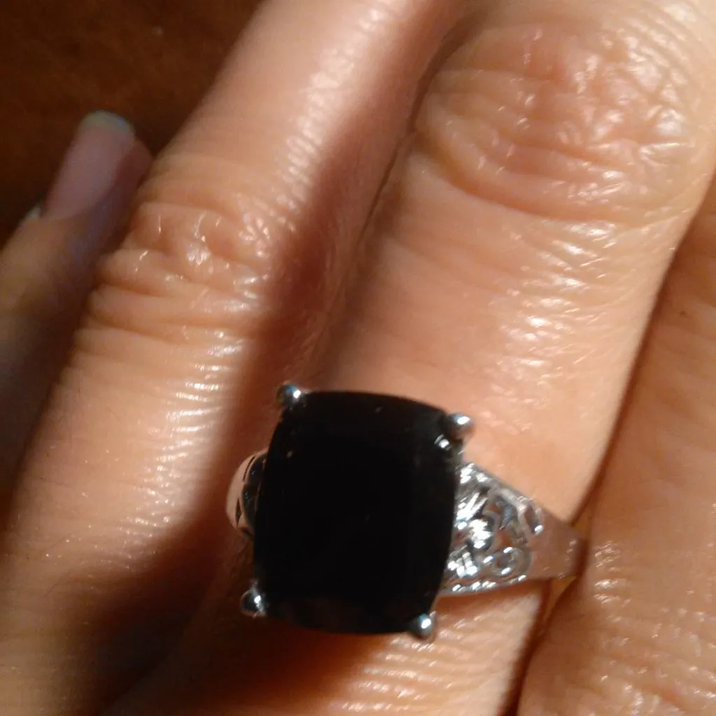 Thai Black Spinel Platinum Bond Ring (Size 8) - Image 12