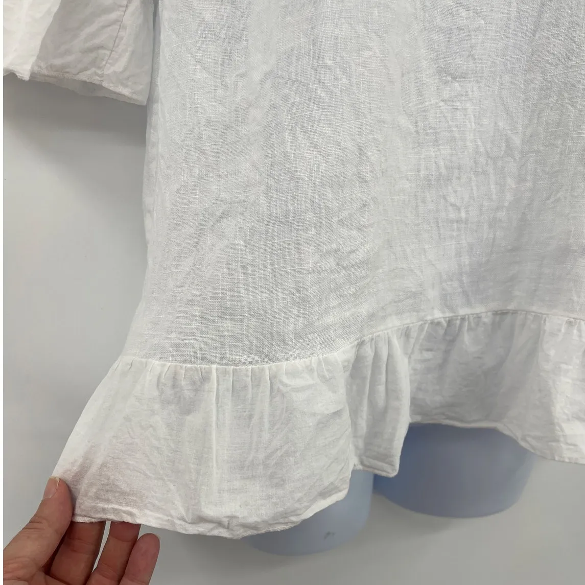 Terzo Millennio Linen Off Shoulder Womens Top Sz S Peasant Boho White Romantic - Image 5