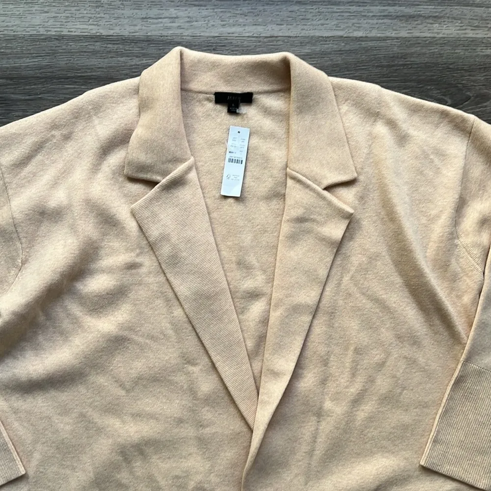 J Crew Women’s Beige Long Cardigan Neutral Minimalist Sweater Jacket Pockets New - Image 4