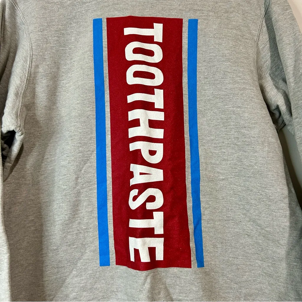 Toothpaste Women’s Sweatshirt Grey Red Blue Size Medium EUC Casual Costume Gray - Image 2