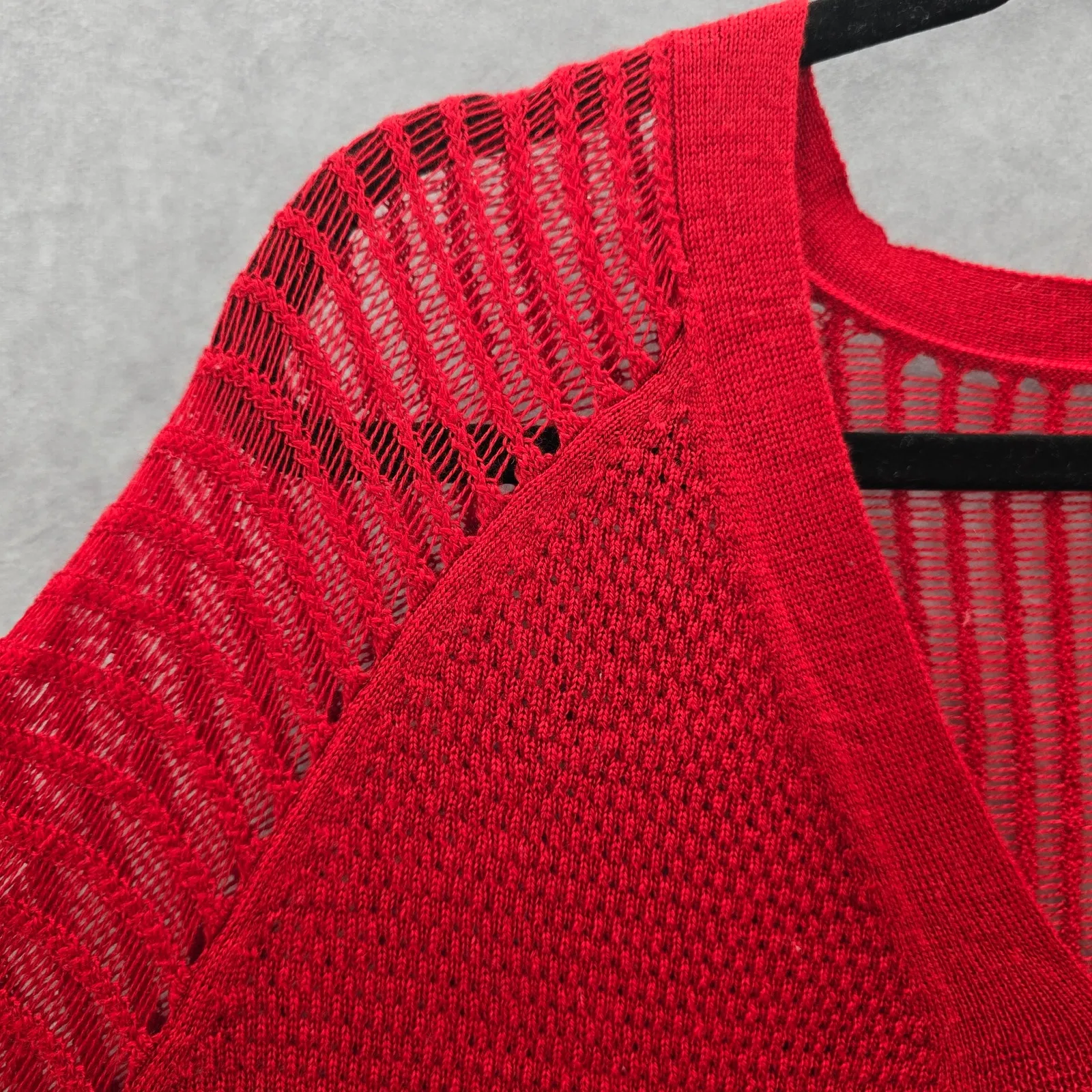 Eileen Fisher Red Merino Wool Mini Stitch Tunic Sweater Pullover XL Extra Large - Image 7