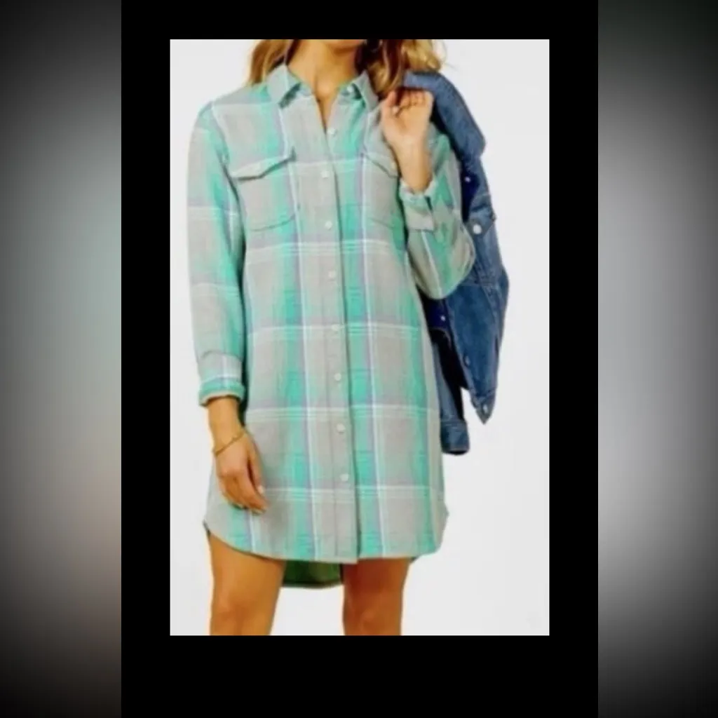 Outerknown Blanket Shirt Dress. Size Small Black - Image 2