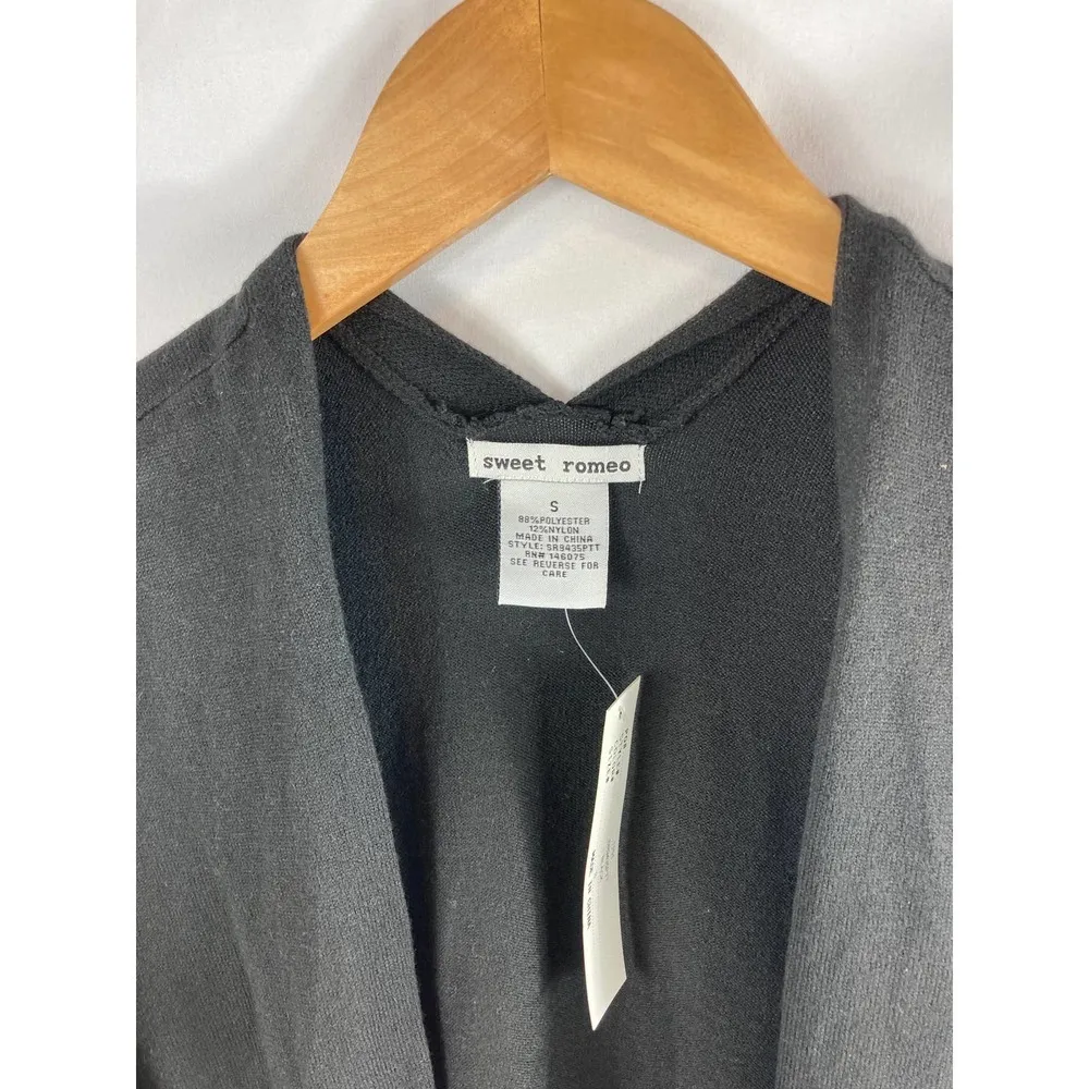 4 nwt Sweet Romeo Simple Open Drape Pocket Knit Mid Thigh Length Cardigan Small - Image 3