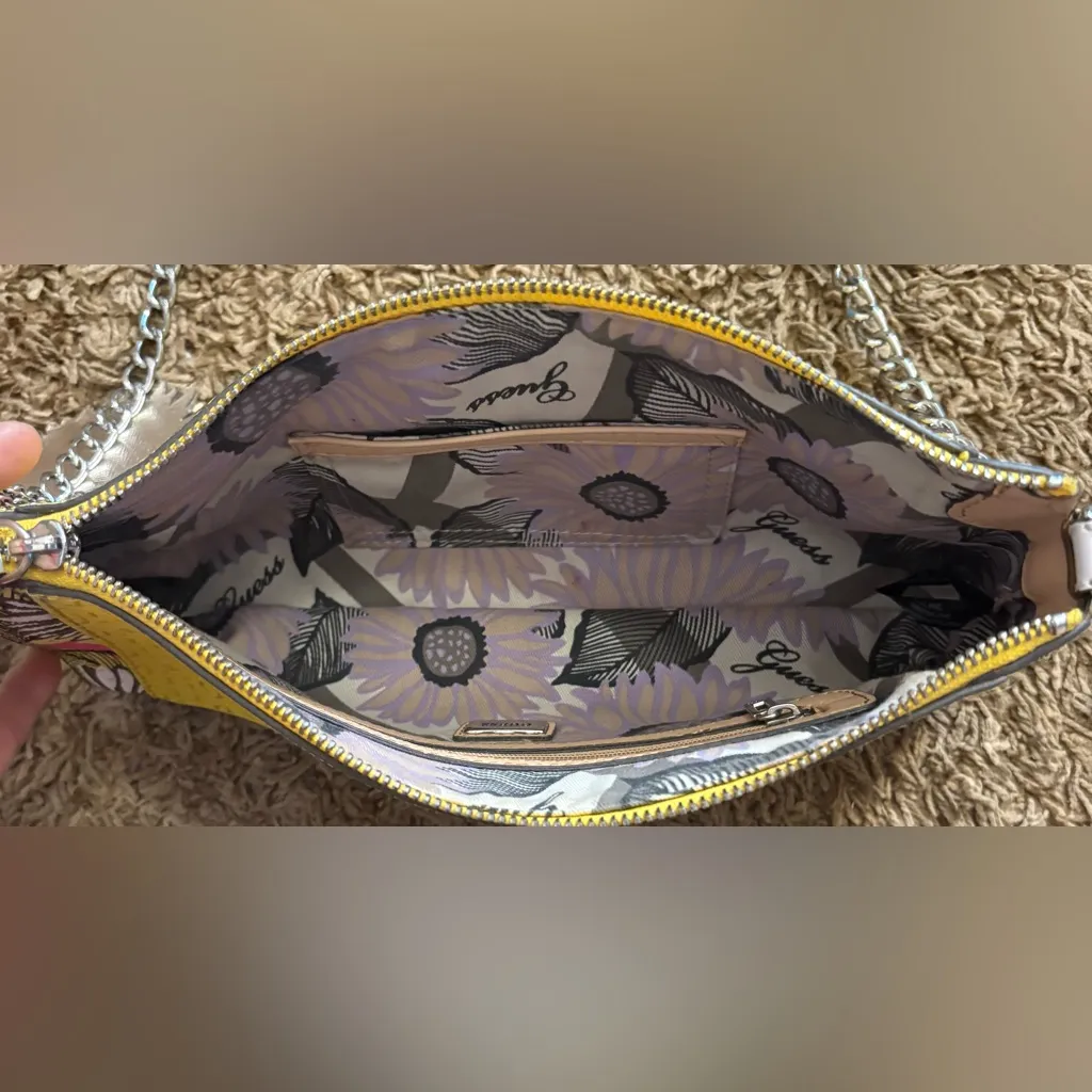 GUESS Yellow Floral Clutch with Chain Strap - Image 4
