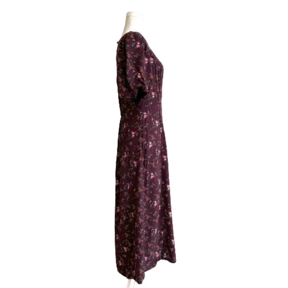 Old Navy Maxi Dress Purple Plum Floral Short Puff Sleeve Shift Dress Medium NEW - Image 5