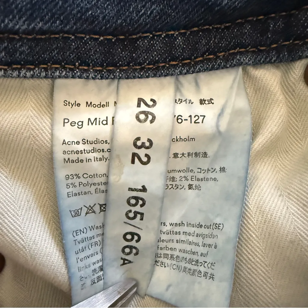 Acne Studios Peg Mid Blue Jean Bla konst Women’s Size Waist 26 Length 32 - Image 8