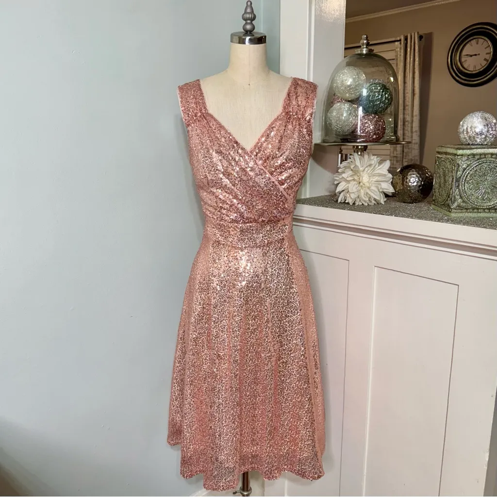 Grace Karin Rose Gold Sequin Formal Party Dress Size Large Holiday Evening Wear - Image 2