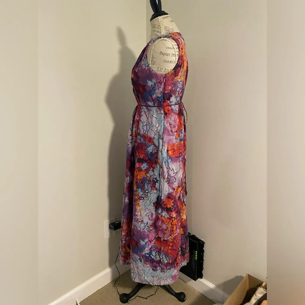 Vivienne Tam silk maxi tank dress floral watercolor - Image 7